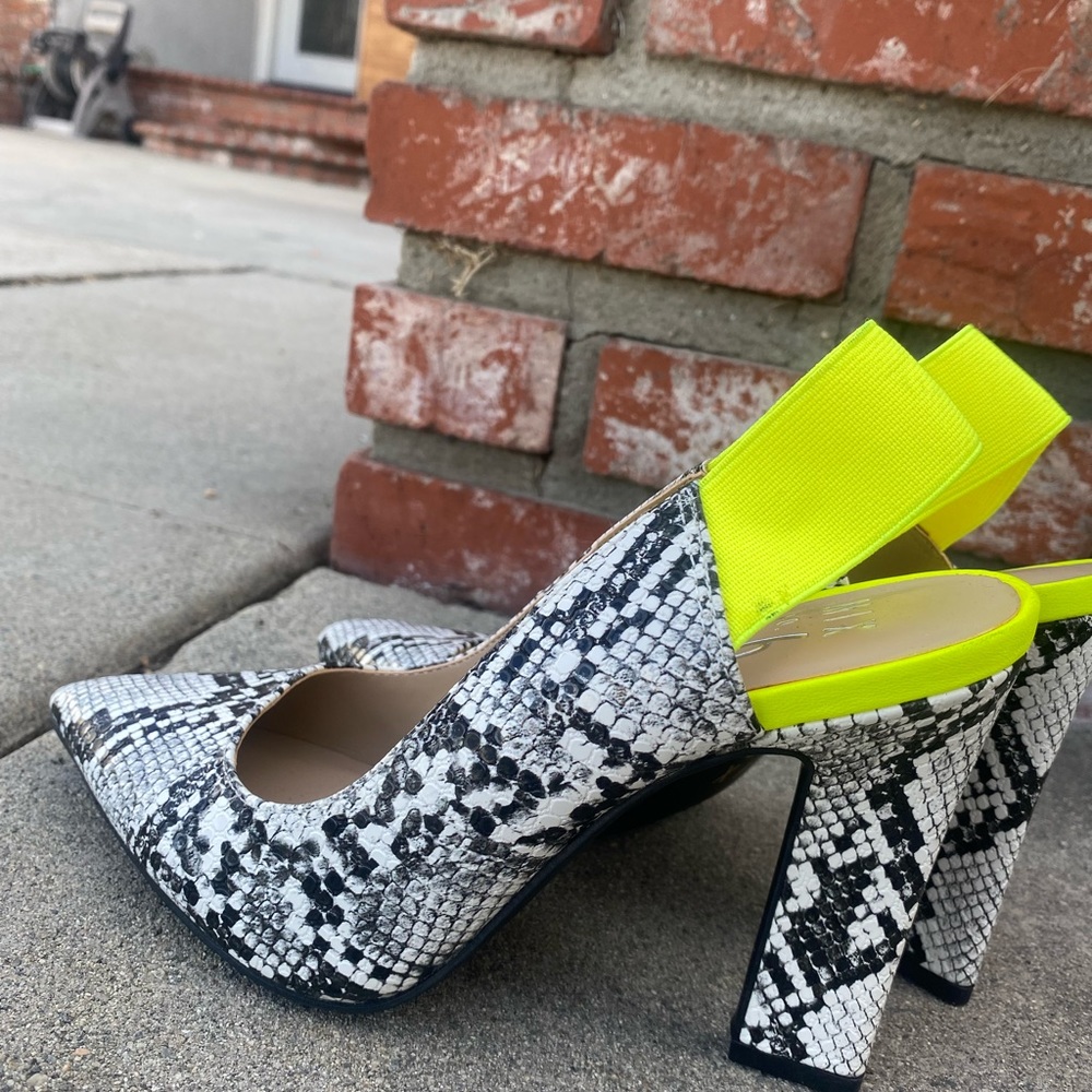 Mix No 6 neon yellow printed heals